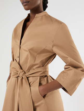 Long cotton gabardine dress - BISCUIT - Marina Rinaldi - 5