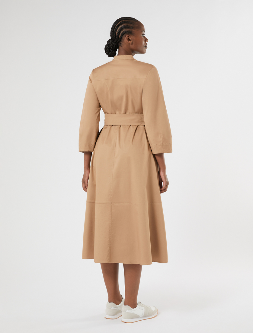 Long cotton gabardine dress - BISCUIT - Marina Rinaldi - 4
