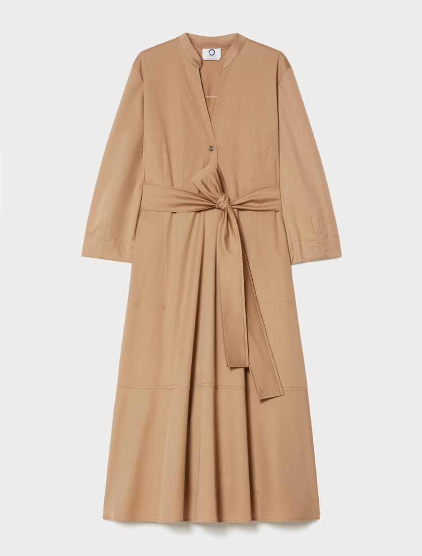 Long cotton gabardine dress - BISCUIT - Marina Rinaldi