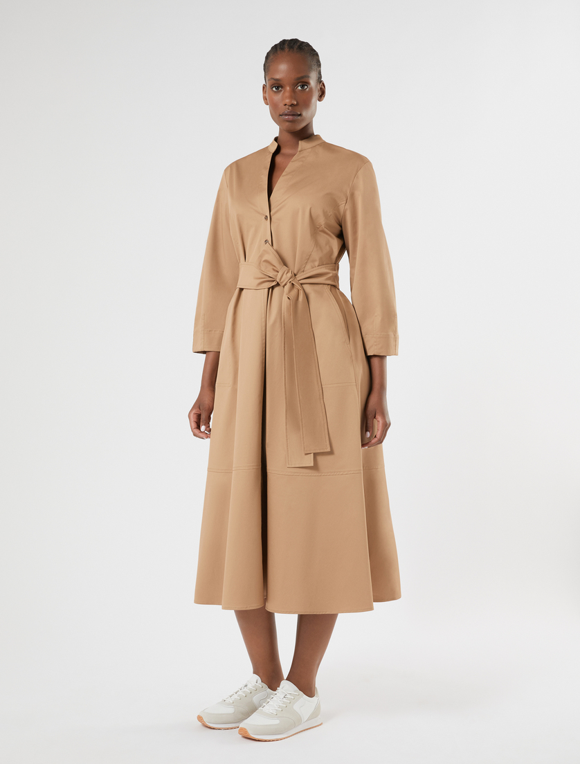 Long cotton gabardine dress - BISCUIT - Marina Rinaldi - 3