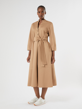 Long cotton gabardine dress - BISCUIT - Marina Rinaldi - 3
