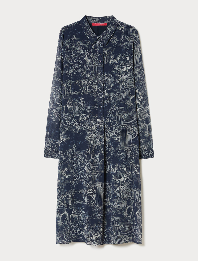 Printed georgette dress - CHINA BLUE - Marina Rinaldi