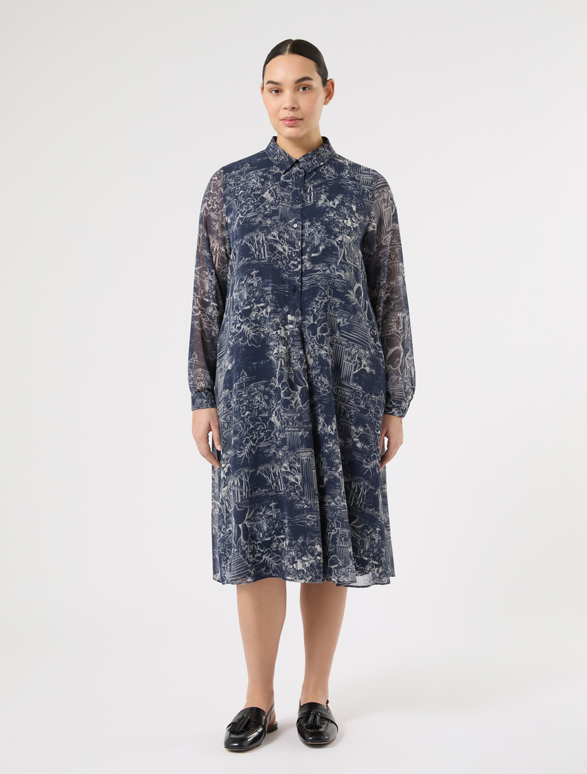 Printed georgette dress - CHINA BLUE - Marina Rinaldi - 3