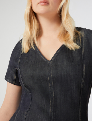 Robe en coton effet denim - BLEU - Marina Rinaldi - 5
