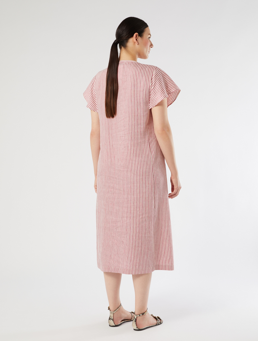 Long linen and silk canvas dress - BEIGE PINK - Marina Rinaldi - 4