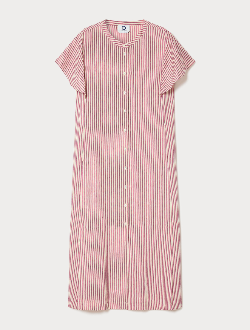Long linen and silk canvas dress - BEIGE PINK - Marina Rinaldi