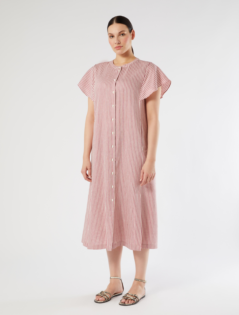 Long linen and silk canvas dress - BEIGE PINK - Marina Rinaldi - 3