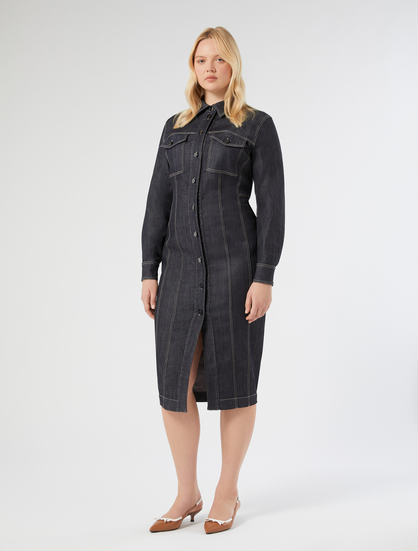 Cotton shirt dress - NAVY - Marina Rinaldi - 3