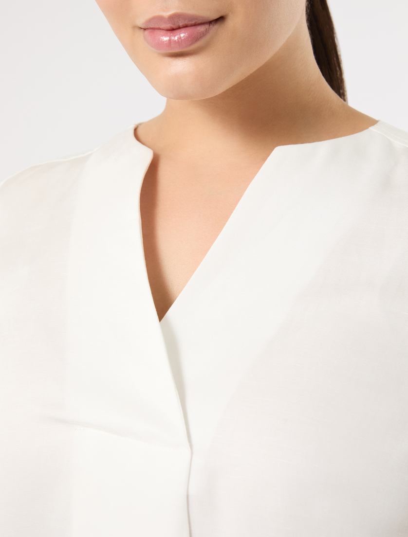 Linen-blend twill dress - IVORY - Marina Rinaldi - 5