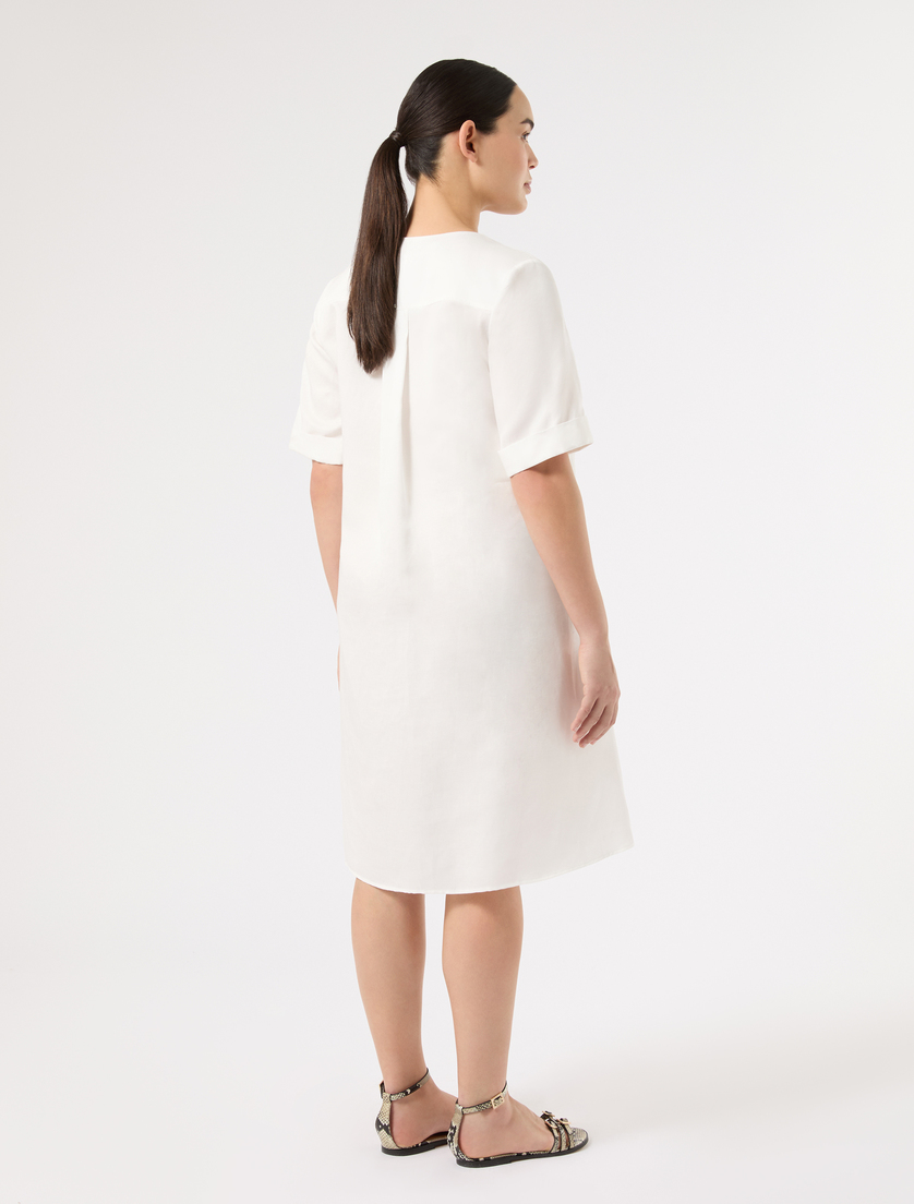 Linen-blend twill dress - IVORY - Marina Rinaldi - 4