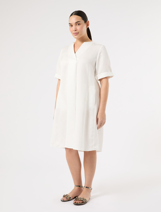 Linen-blend twill dress - IVORY - Marina Rinaldi - 3