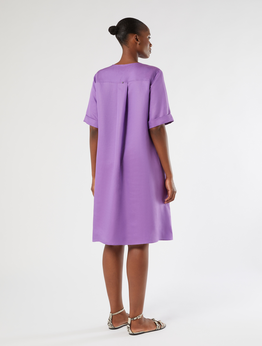 Linen-blend twill dress - PURPLE - Marina Rinaldi - 4