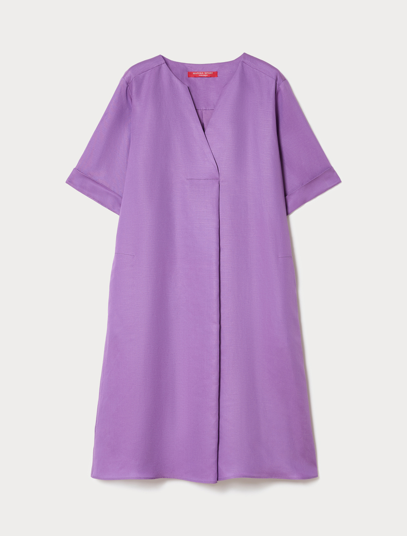 Linen-blend twill dress - PURPLE - Marina Rinaldi