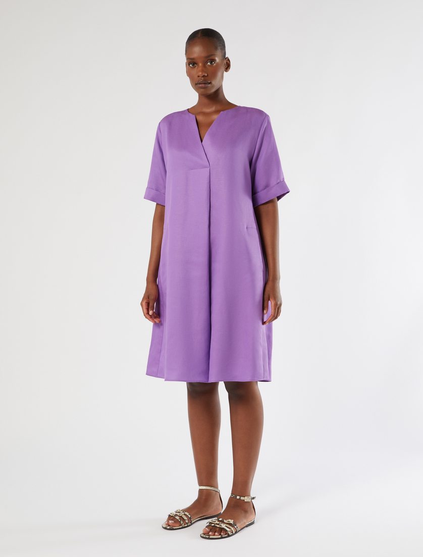 Linen-blend twill dress - PURPLE - Marina Rinaldi - 3