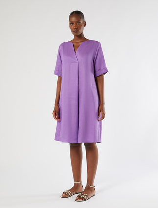 Robe en sergé de lin mélangé - VIOLET - Marina Rinaldi - 3