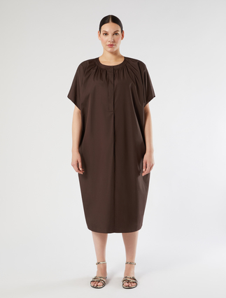 Cotton poplin dress - BROWN