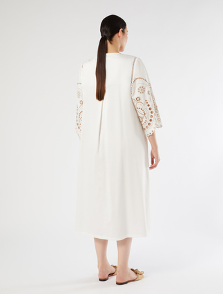 Cotton satin dress with embroidery - IVORY - Marina Rinaldi - 4