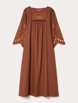 Cotton satin dress with embroidery - Marina Rinaldi