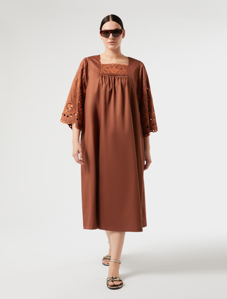 Cotton satin dress with embroidery - Marina Rinaldi