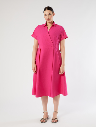 Cotton canvas dress - FUCHSIA