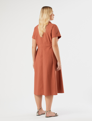 Cotton canvas dress - TERRA COTTA - Marina Rinaldi - 4