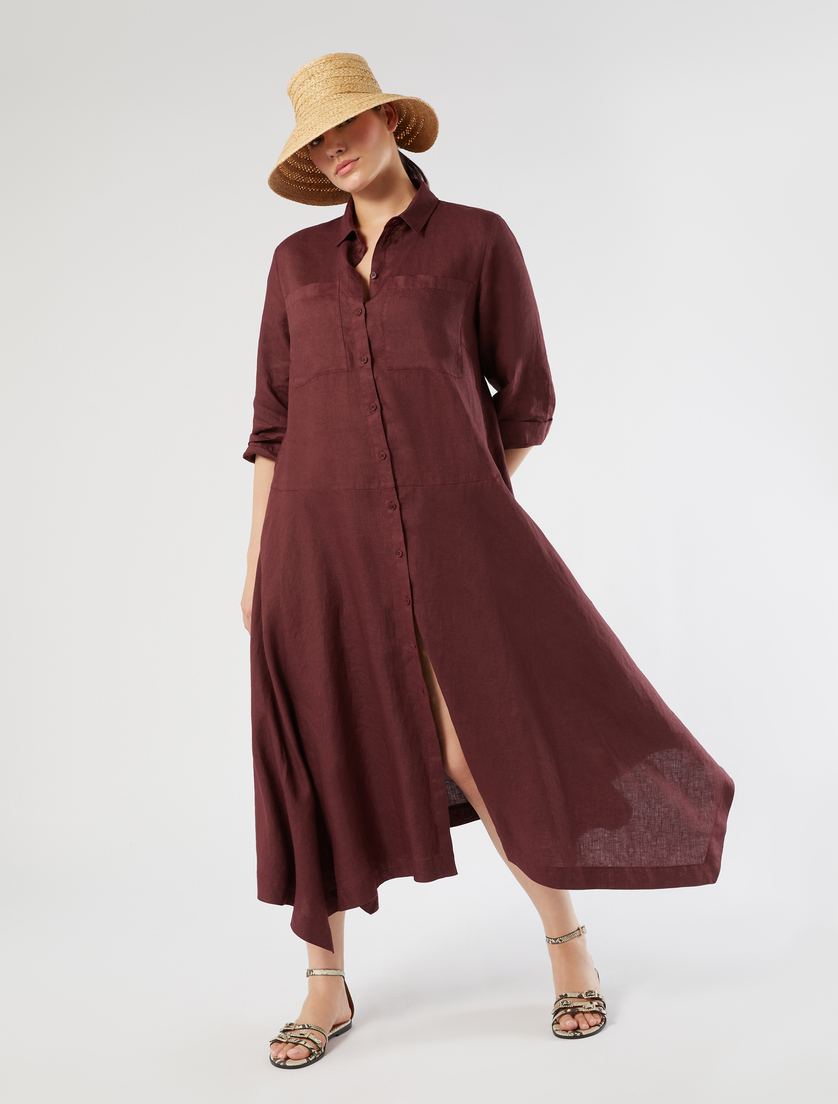 Abito chemisier in tela di lino - BORDEAUX - Marina Rinaldi - 2