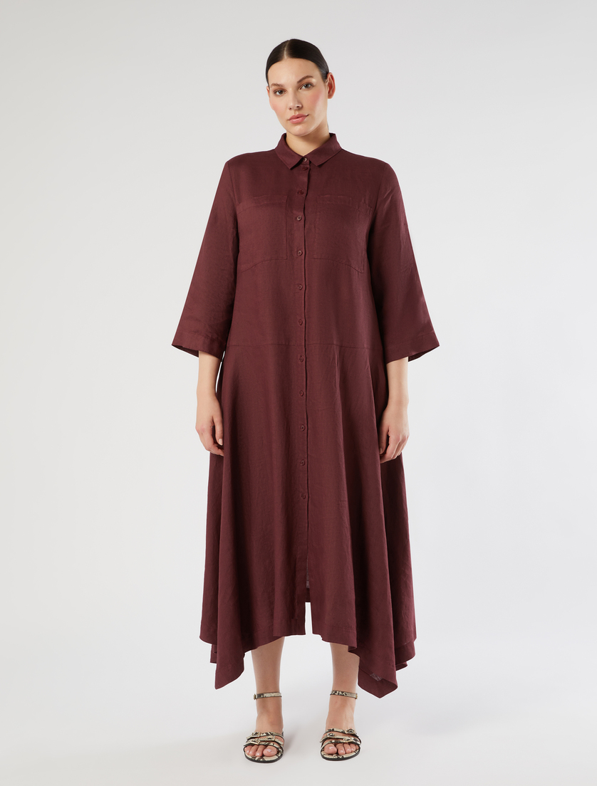 Abito chemisier in tela di lino - BORDEAUX - Marina Rinaldi - 3