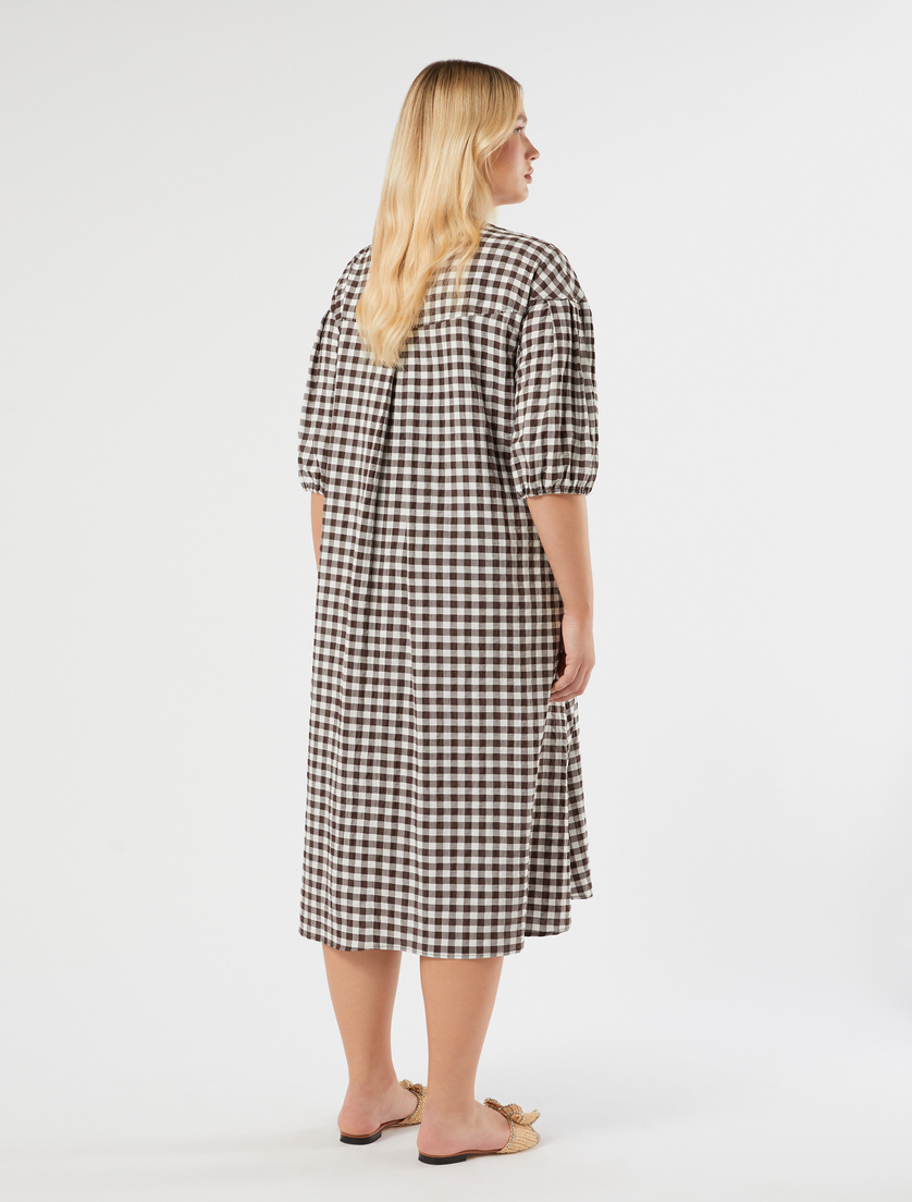 Gingham poplin dress with embroidery - CHOCOLATE - Marina Rinaldi - 4