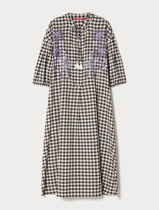 Gingham poplin dress with embroidery - Marina Rinaldi
