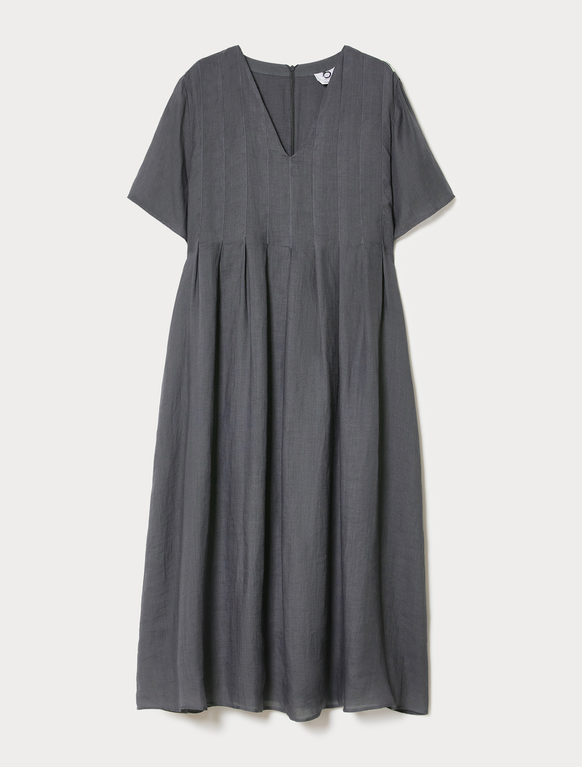 Robe en sergé de ramie - GRIS MOYEN - Marina Rinaldi