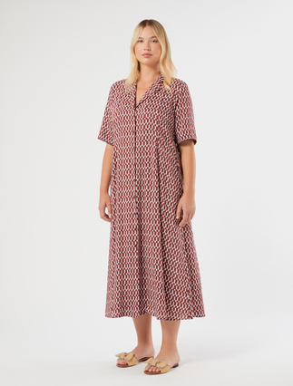 Viscose shirt dress - RED BROWN