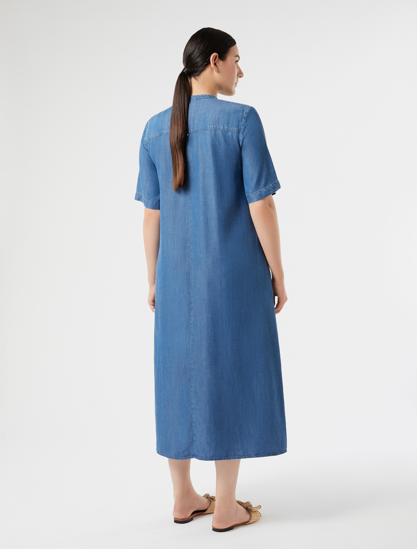 Twill dress with embroidery - NAVY - Marina Rinaldi - 4