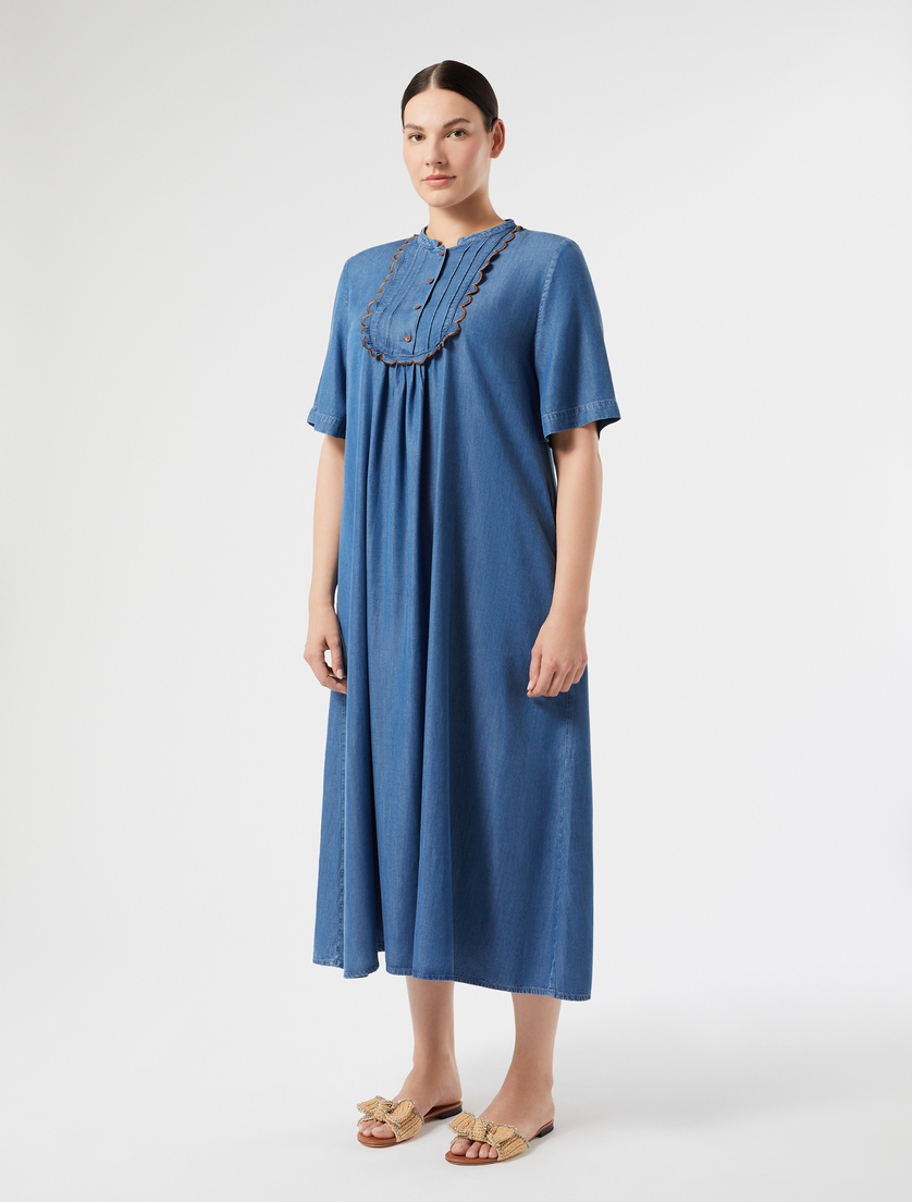 Twill dress with embroidery - NAVY - Marina Rinaldi - 3