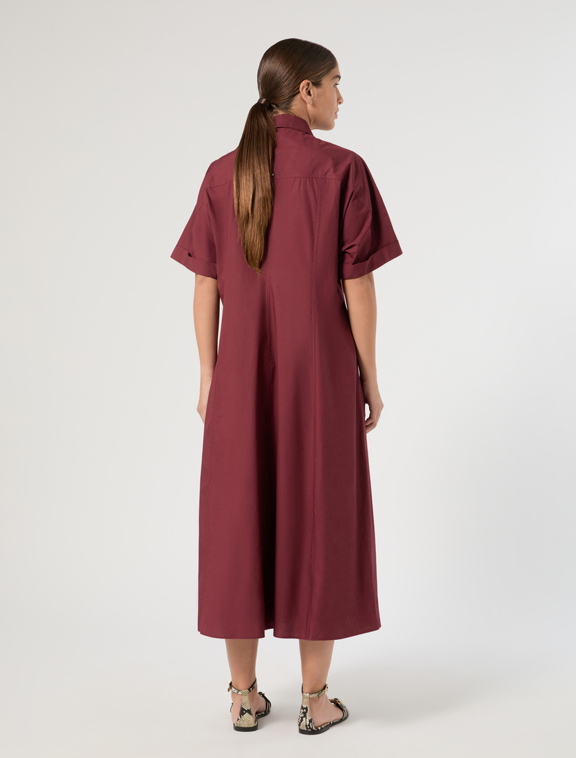 Cotton-poplin dress - WINE-COLOURED - Marina Rinaldi - 4