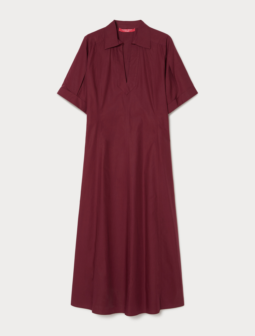 Cotton-poplin dress - WINE-COLOURED - Marina Rinaldi