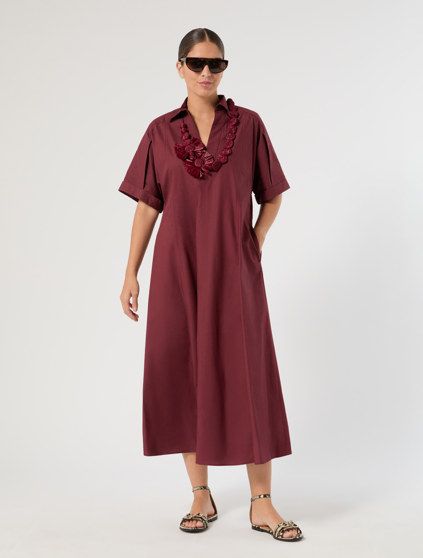 Cotton-poplin dress - WINE-COLOURED - Marina Rinaldi - 2