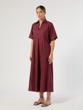 Cotton-poplin dress - WINE-COLOURED - Marina Rinaldi - 3