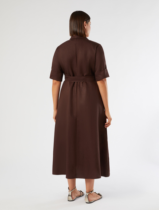 Linen-blend twill dress - CHOCOLATE - Marina Rinaldi - 4