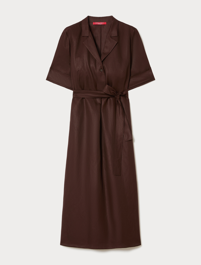 Robe en sergé de lin mélangé - CHOCOLAT - Marina Rinaldi