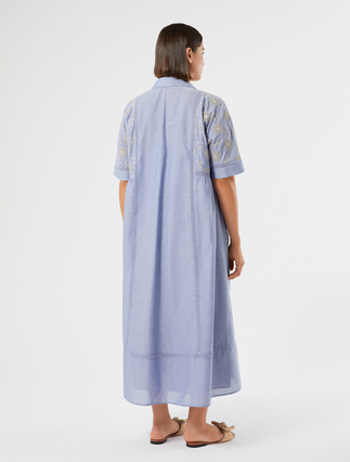 Chambray dress with embroidery - LIGHT BLUE - Marina Rinaldi - 4