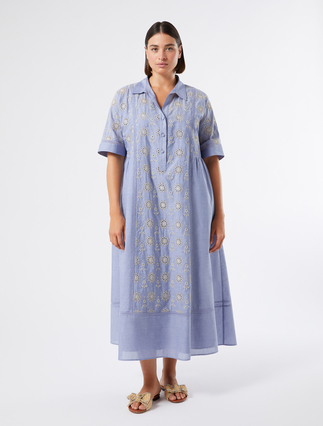 Chambray dress with embroidery - LIGHT BLUE - Marina Rinaldi - 3