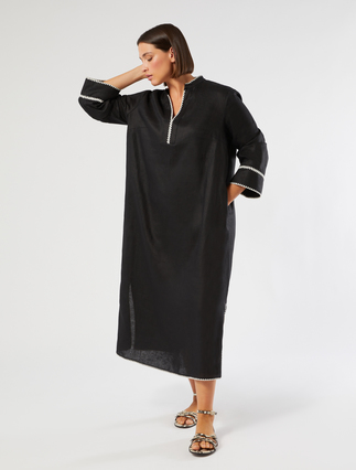 Embroidered linen canvas dress - Marina Rinaldi