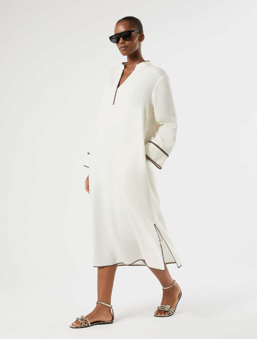 Embroidered linen canvas dress - Marina Rinaldi