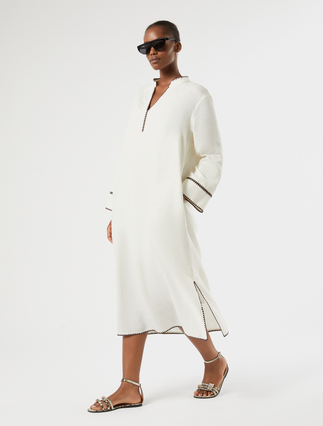 Embroidered linen canvas dress - Marina Rinaldi