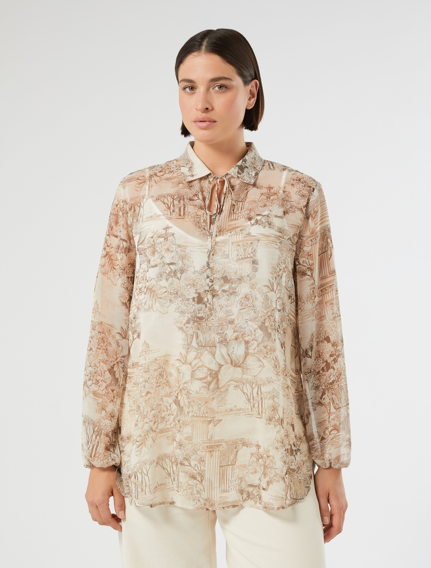 Printed georgette blouse - WHITE - Marina Rinaldi - 3
