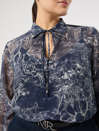 Printed georgette blouse - CHINA BLUE - Marina Rinaldi - 5