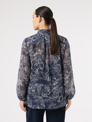 Printed georgette blouse - CHINA BLUE - Marina Rinaldi - 4