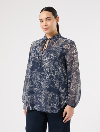 Printed georgette blouse - CHINA BLUE - Marina Rinaldi - 3