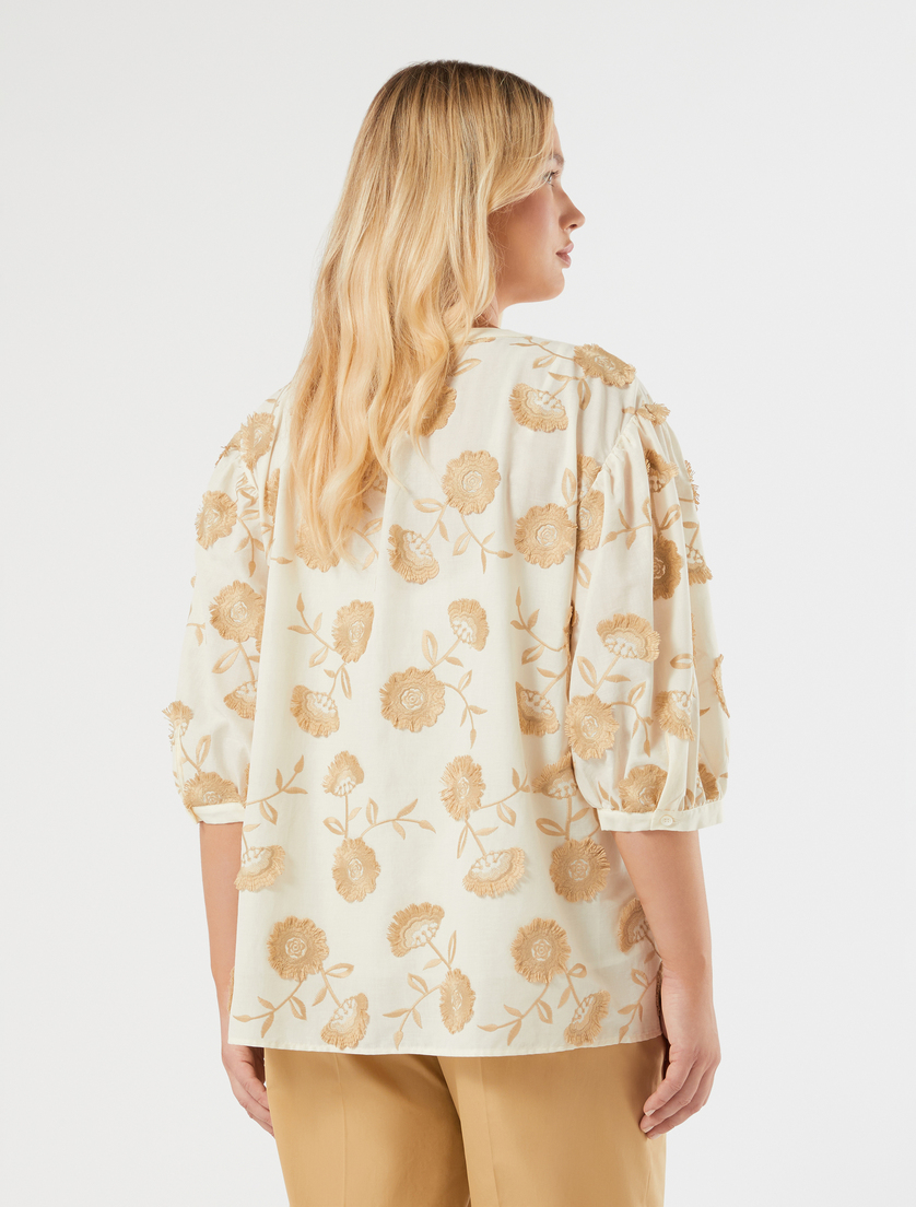 Embroidered muslin shirt - IVORY - Marina Rinaldi - 4