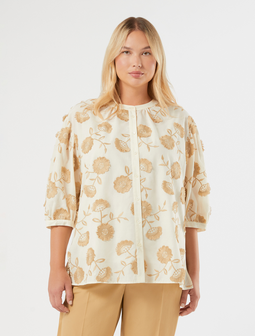Embroidered muslin shirt - IVORY - Marina Rinaldi - 3
